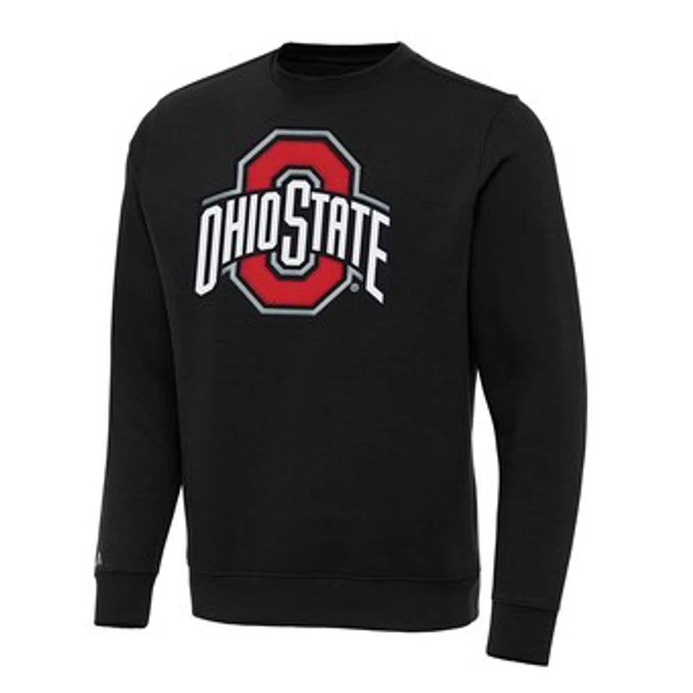 Men's Antigua Black Ohio State Buckeyes Big & Tall Victory Crewneck Pullover Sweatshirt