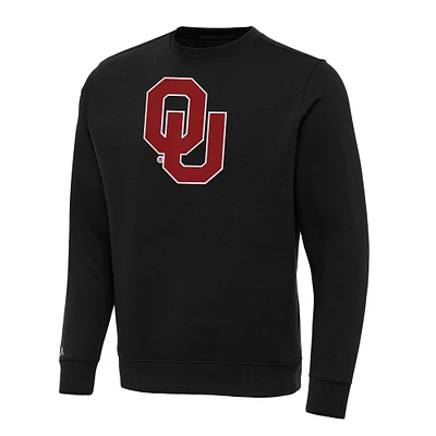 Men's Antigua Black Oklahoma Sooners Big & Tall Victory Crewneck Pullover Sweatshirt
