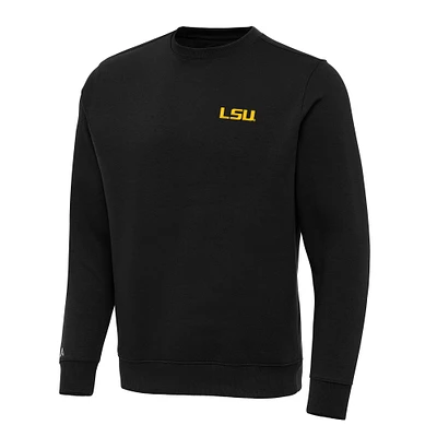Men's Antigua Black LSU Tigers Big & Tall Victory Crewneck Pullover Sweatshirt