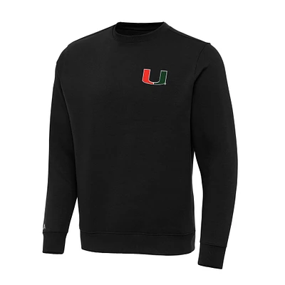 Men's Antigua Black Miami Hurricanes Big & Tall Victory Crewneck Pullover Sweatshirt