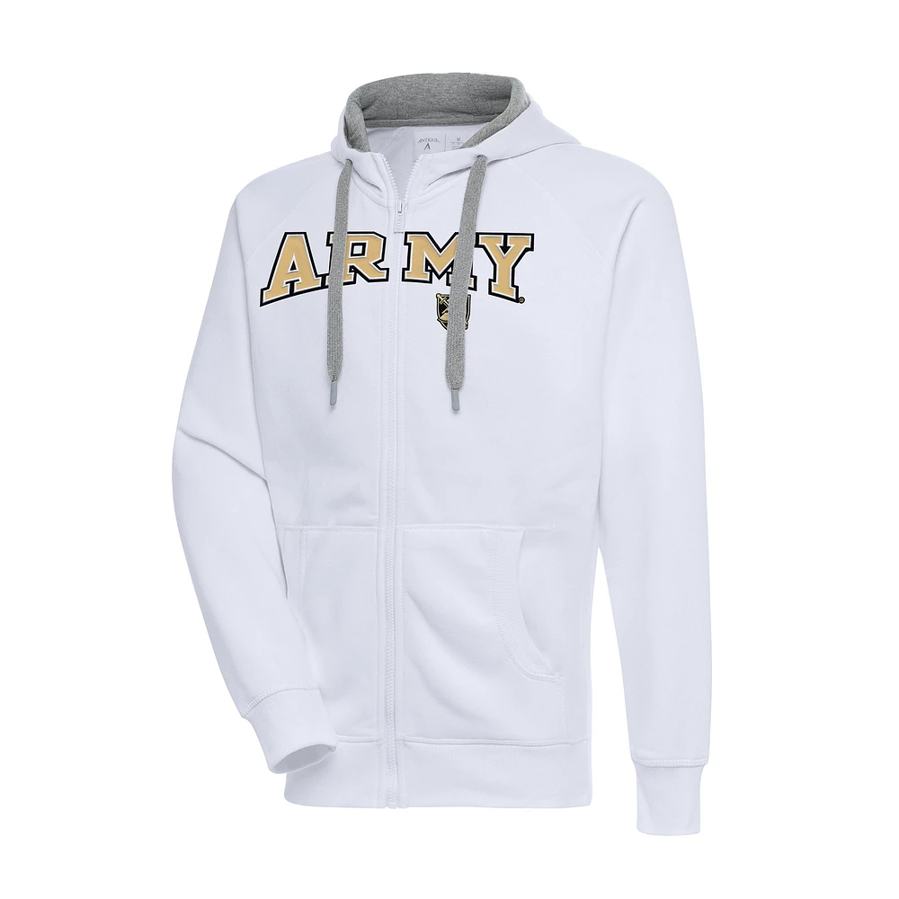 Men's Antigua White Army Black Knights Big & Tall Victory Full-Zip Hoodie