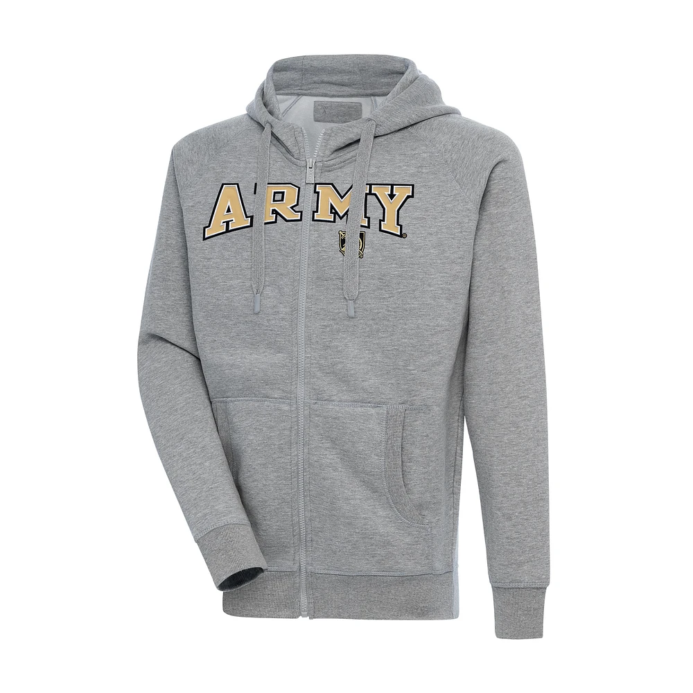 Men's Antigua Heather Gray Army Black Knights Big & Tall Victory Full-Zip Hoodie