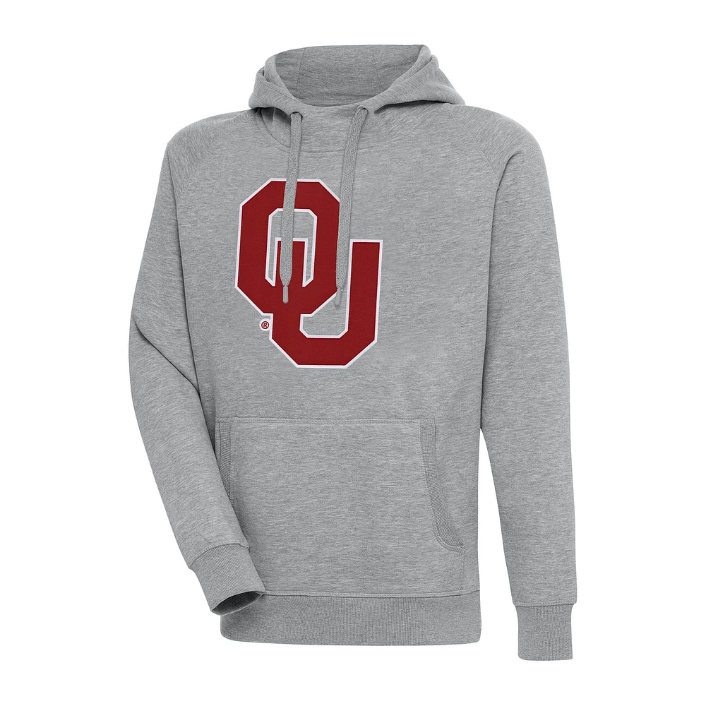 Men's Antigua Heather Gray Oklahoma Sooners Big & Tall Victory Pullover Hoodie
