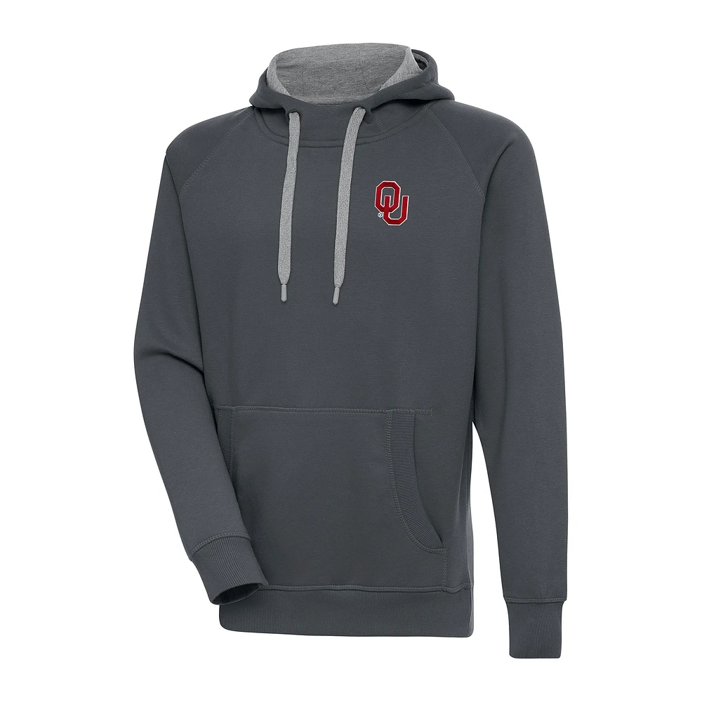 Men's Antigua Charcoal Oklahoma Sooners Big & Tall Victory Pullover Hoodie