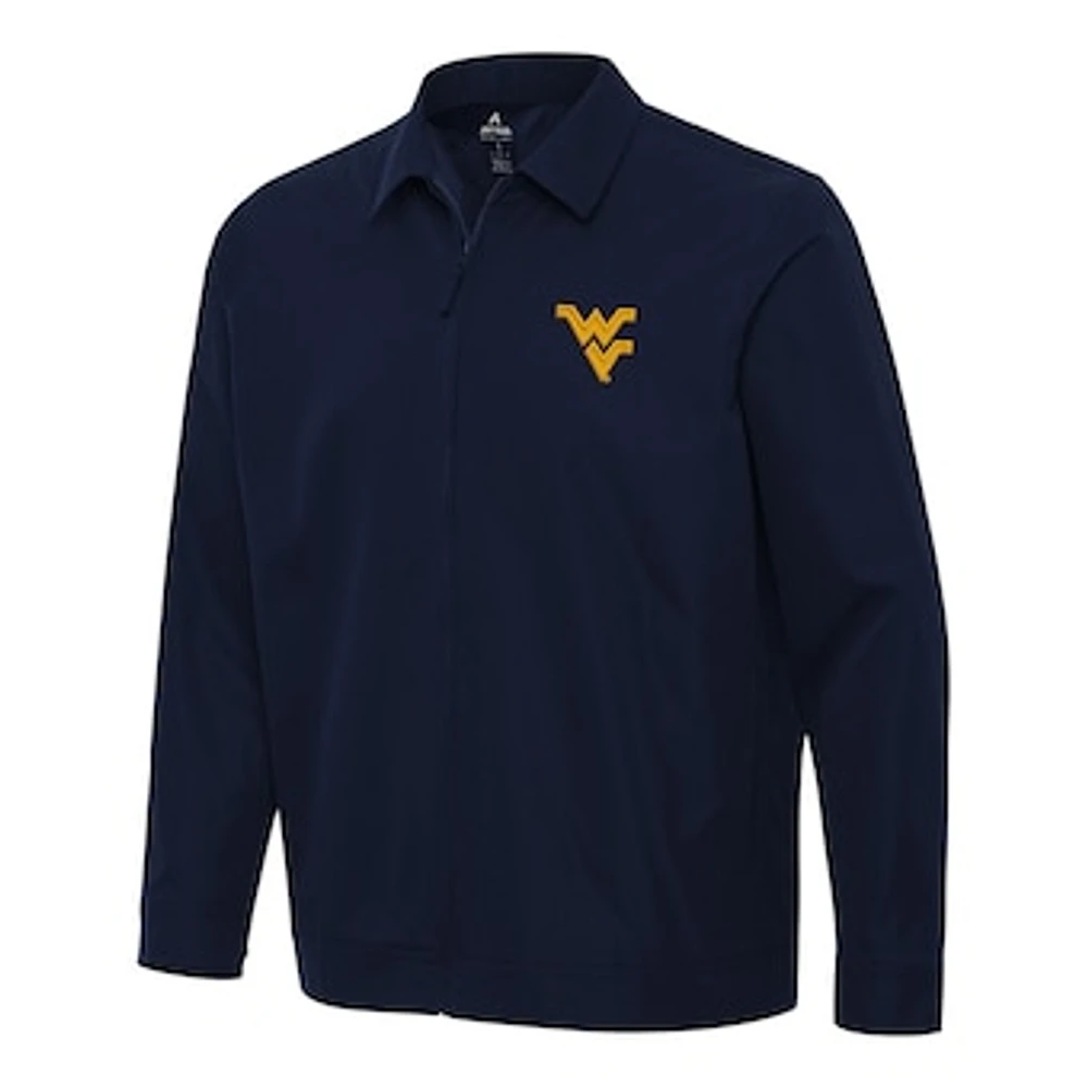 Men's Antigua Navy West Virginia Mountaineers Pivot Full-Zip Jacket