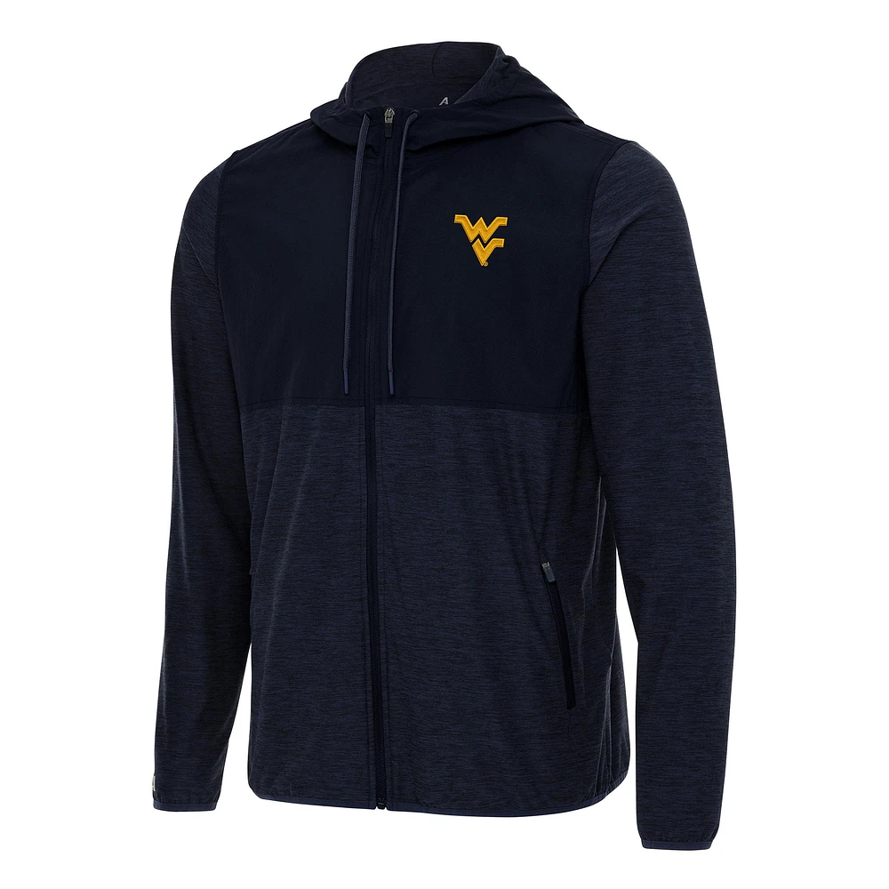 Men's Antigua Navy West Virginia Mountaineers Sway Full-Zip Hoodie
