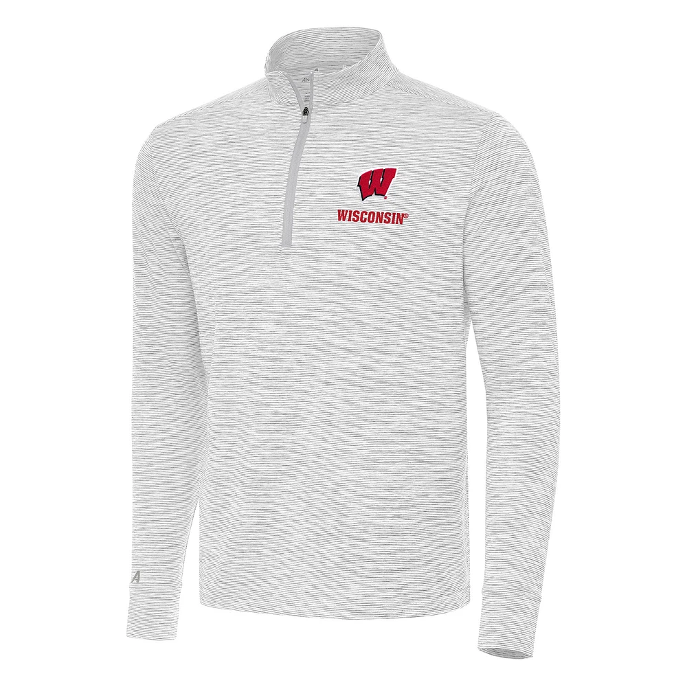 Men's Antigua Gray Wisconsin Badgers Cause Quarter-Zip Top