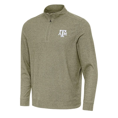 Men's Antigua Olive Texas A&M Aggies Subtle Quarter-Zip Sweatshirt