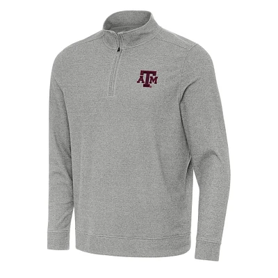 Men's Antigua Heather Gray Texas A&M Aggies Subtle Quarter-Zip Sweatshirt