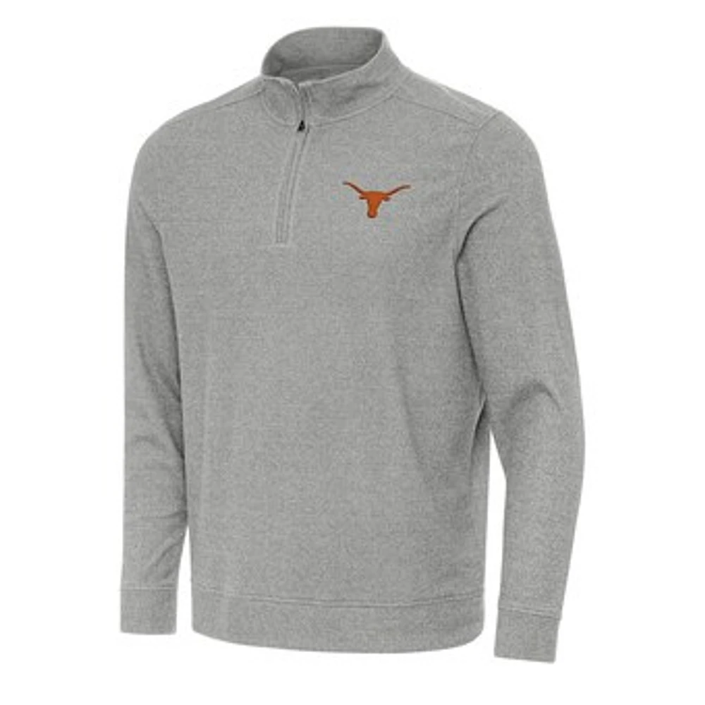 Men's Antigua Heather Texas Longhorns Subtle Quarter-Zip Sweatshirt