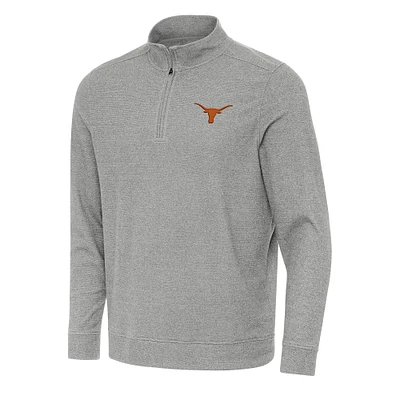 Men's Antigua Heather Gray Texas Longhorns Subtle Quarter-Zip Sweatshirt