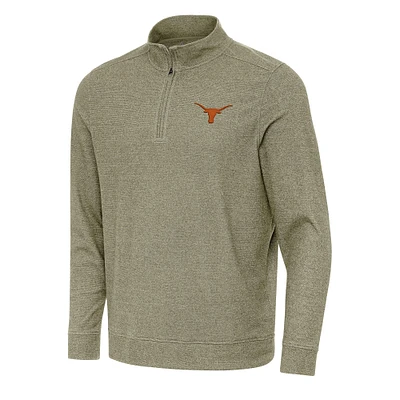 Men's Antigua Olive Texas Longhorns Subtle Quarter-Zip Sweatshirt
