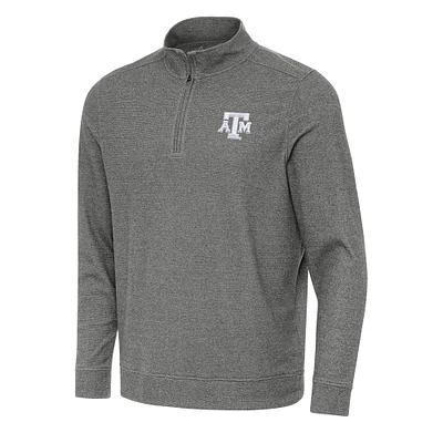 Men's Antigua Heather Black Texas A&M Aggies Subtle Quarter-Zip Sweatshirt