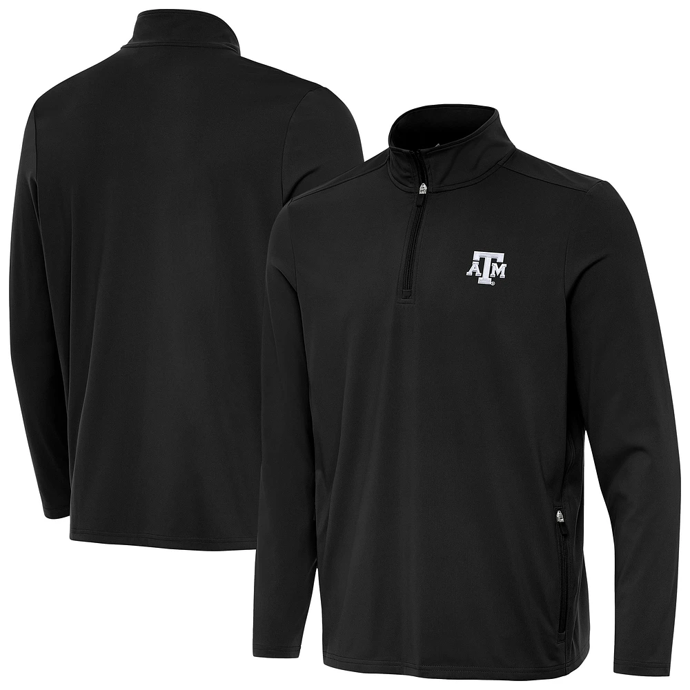 Men's Antigua Black Texas A&M Aggies Perilous Quarter-Zip Sweatshirt