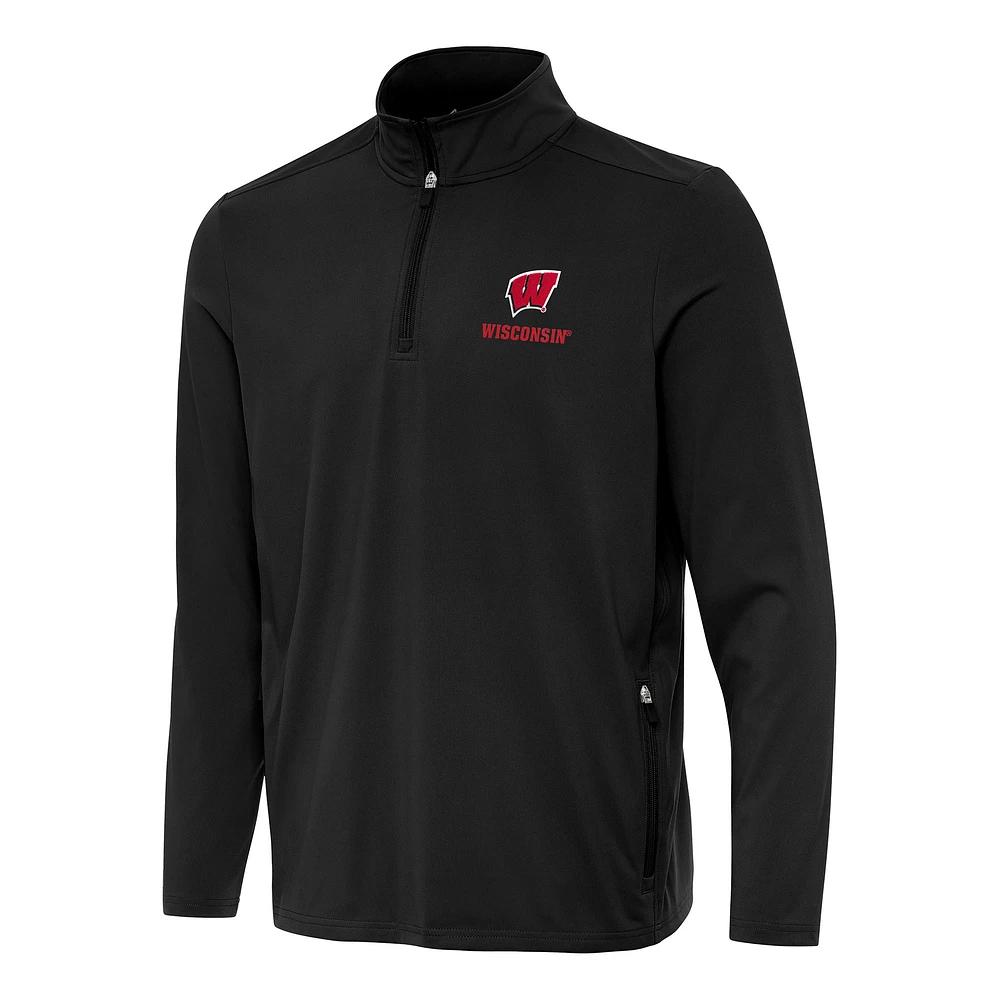 Men's Antigua Wisconsin Badgers Perilous Quarter-Zip Sweatshirt