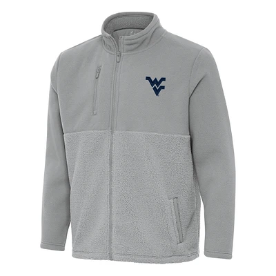 Men's Antigua Gray West Virginia Mountaineers Daily Fused Full-Zip Jacket