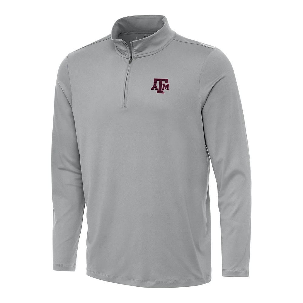 Men's Antigua Gray Texas A&M Aggies Reprocess Quarter-Zip Top