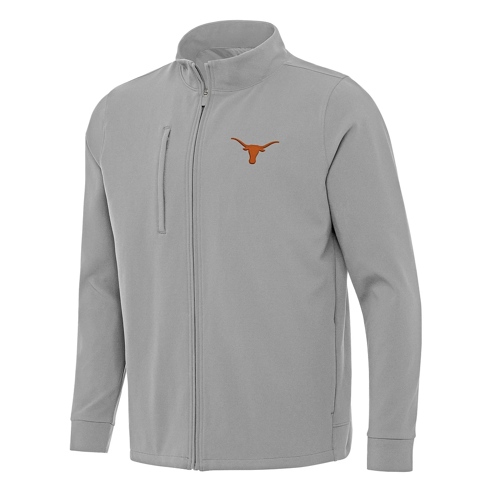 Men's Antigua Gray Texas Longhorns Regard Full-Zip Jacket