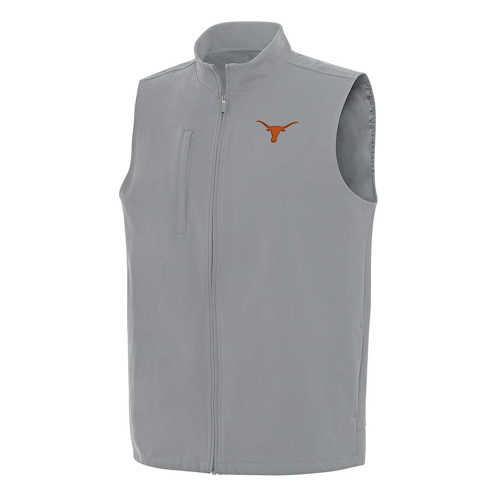 Men's Antigua Gray Texas Longhorns Regard Full-Zip Vest