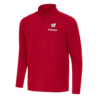 Men's Antigua Red Wisconsin Badgers Intent Quarter-Zip Top