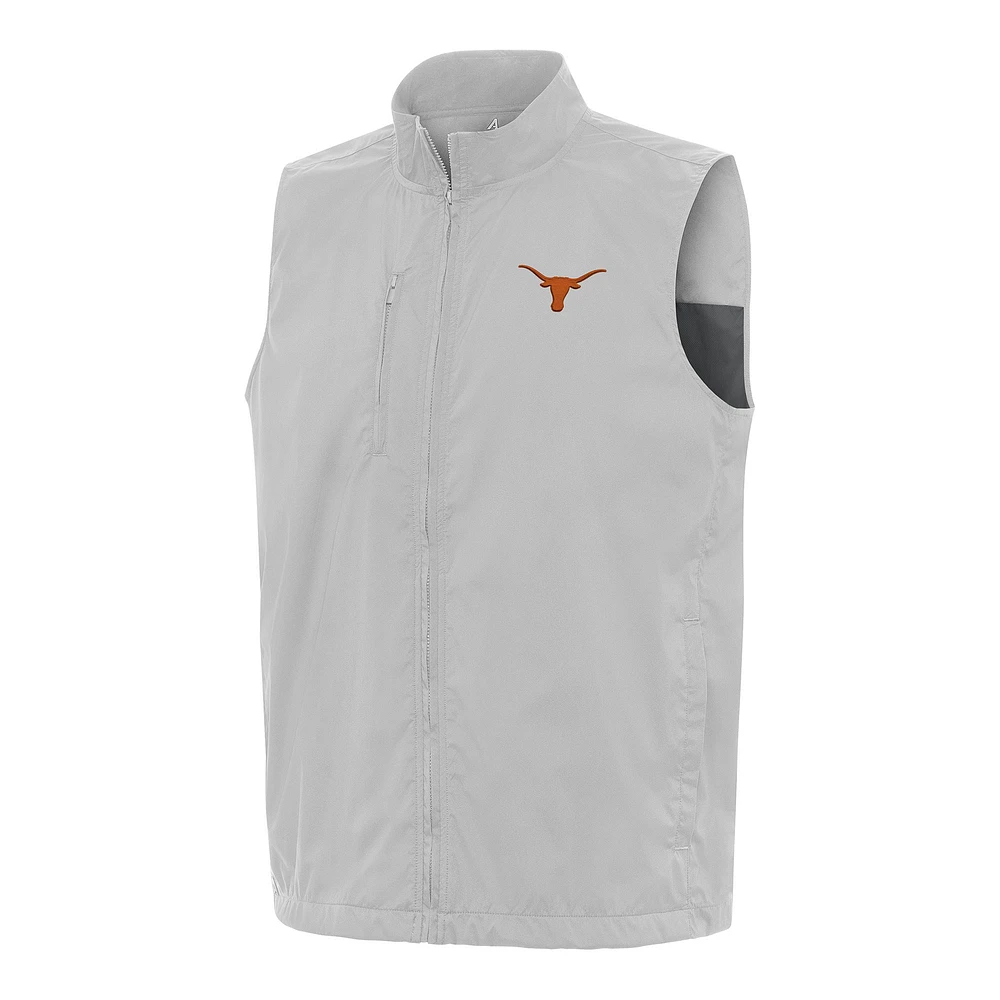 Men's Antigua Heather Gray Texas Longhorns Brisk Full-Zip Vest