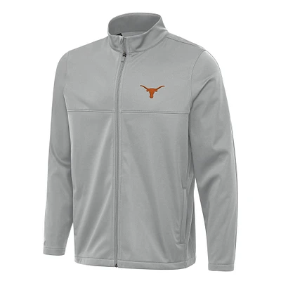 Men's Antigua Gray Texas Longhorns Links 2 Full-Zip Golf Jacket
