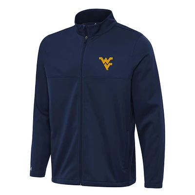 Men's Antigua Navy West Virginia Mountaineers Links 2 Full-Zip Golf Jacket
