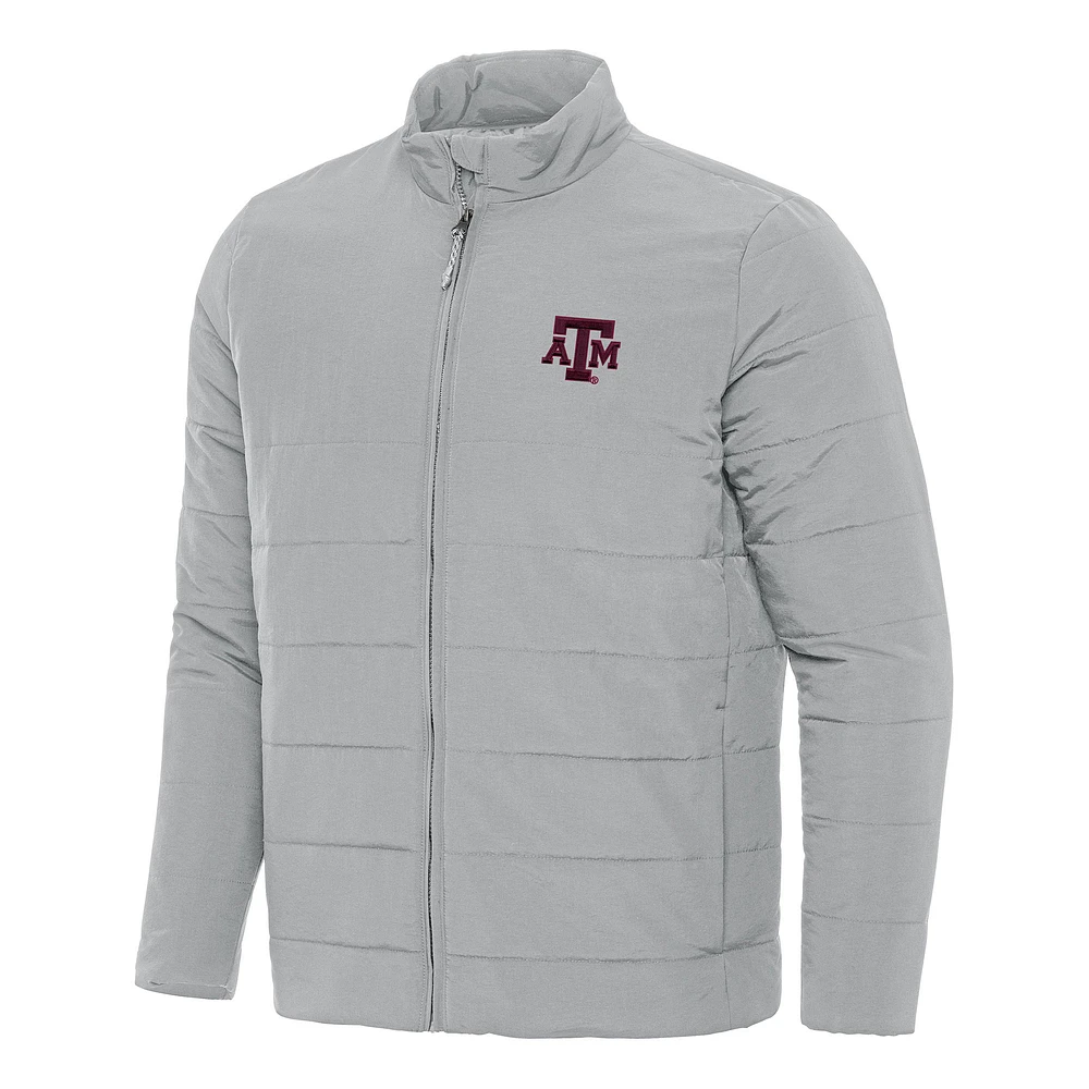 Men's Antigua Gray Texas A&M Aggies Swelter Full-Zip Puffer Jacket