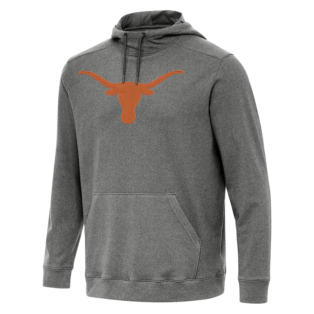 Men's Antigua Heather Black Texas Longhorns Cloud Pullover Hoodie