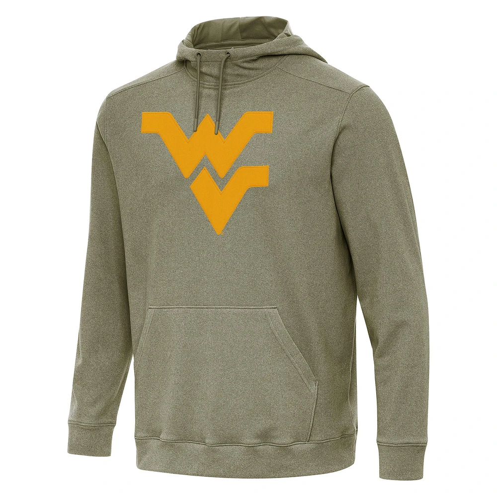 Men's Antigua Olive West Virginia Mountaineers Cloud Pullover Hoodie