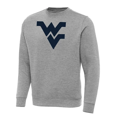 Men's Antigua Heather Gray West Virginia Mountaineers Big & Tall Victory Crewneck Pullover Sweatshirt
