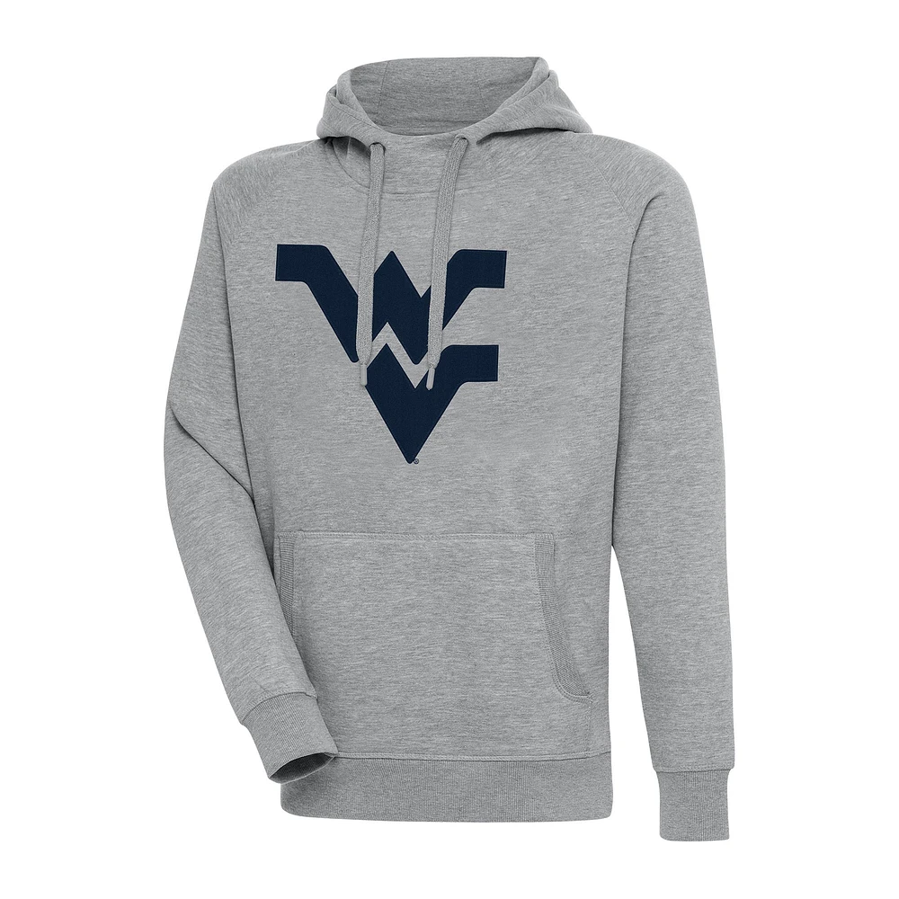 Men's Antigua Heather Gray West Virginia Mountaineers Big & Tall Victory Pullover Hoodie