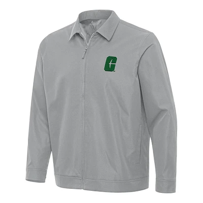 Men's Antigua Gray Charlotte 49ers Pivot Full-Zip Jacket