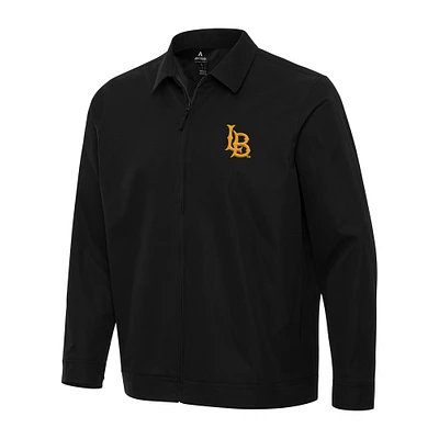 Men's Antigua Black Cal State Long Beach The Beach Pivot Full-Zip Jacket