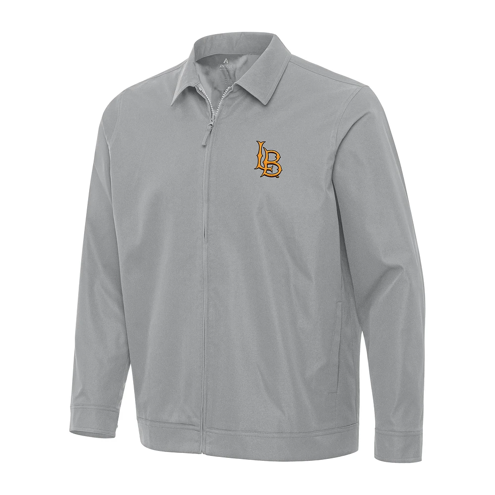 Men's Antigua Gray Cal State Long Beach The Pivot Full-Zip Jacket