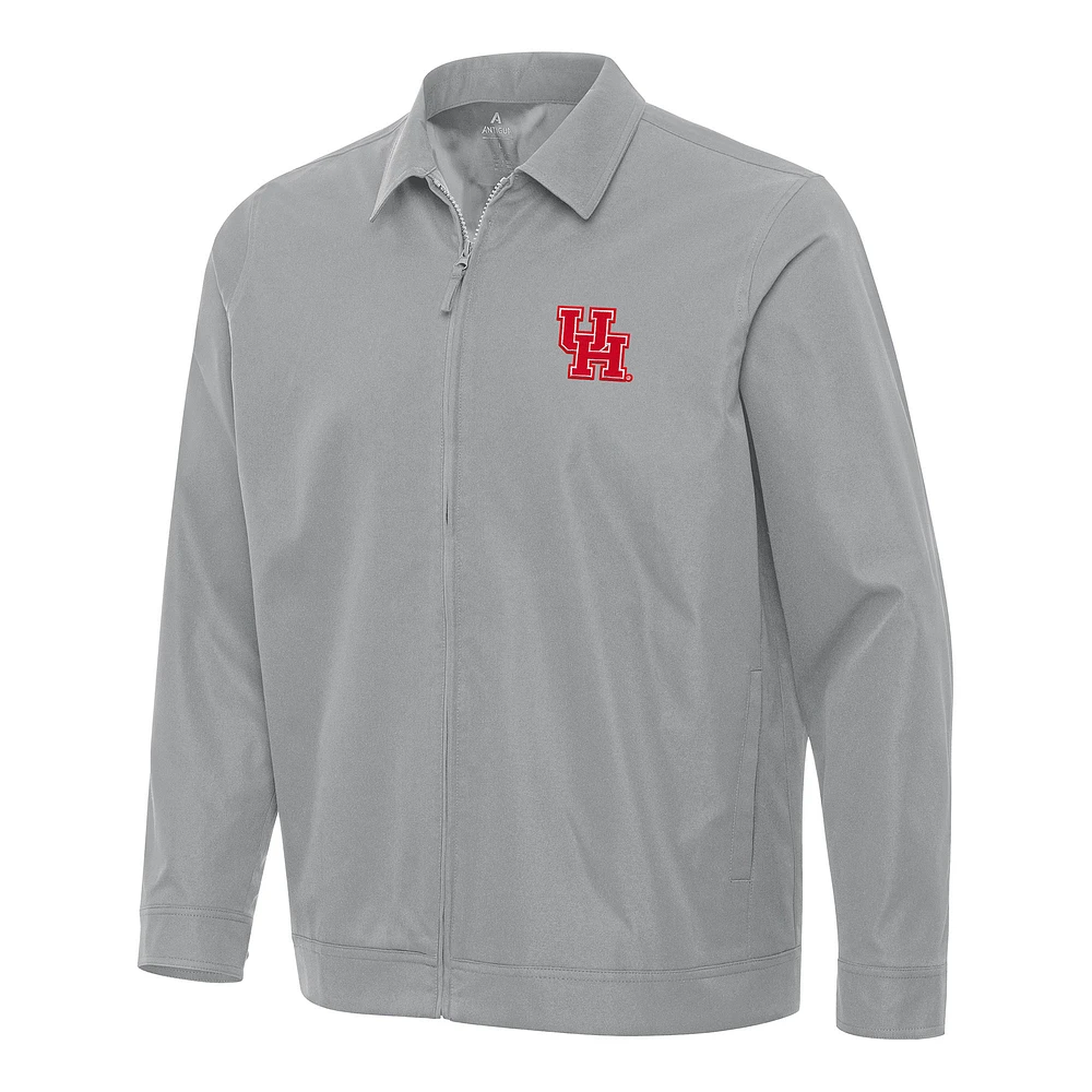 Men's Antigua Gray Houston Cougars Pivot Full-Zip Jacket