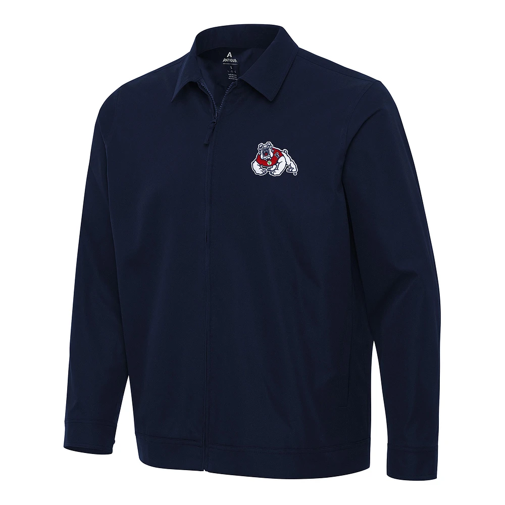 Men's Antigua Navy Fresno State Bulldogs Pivot Full-Zip Jacket