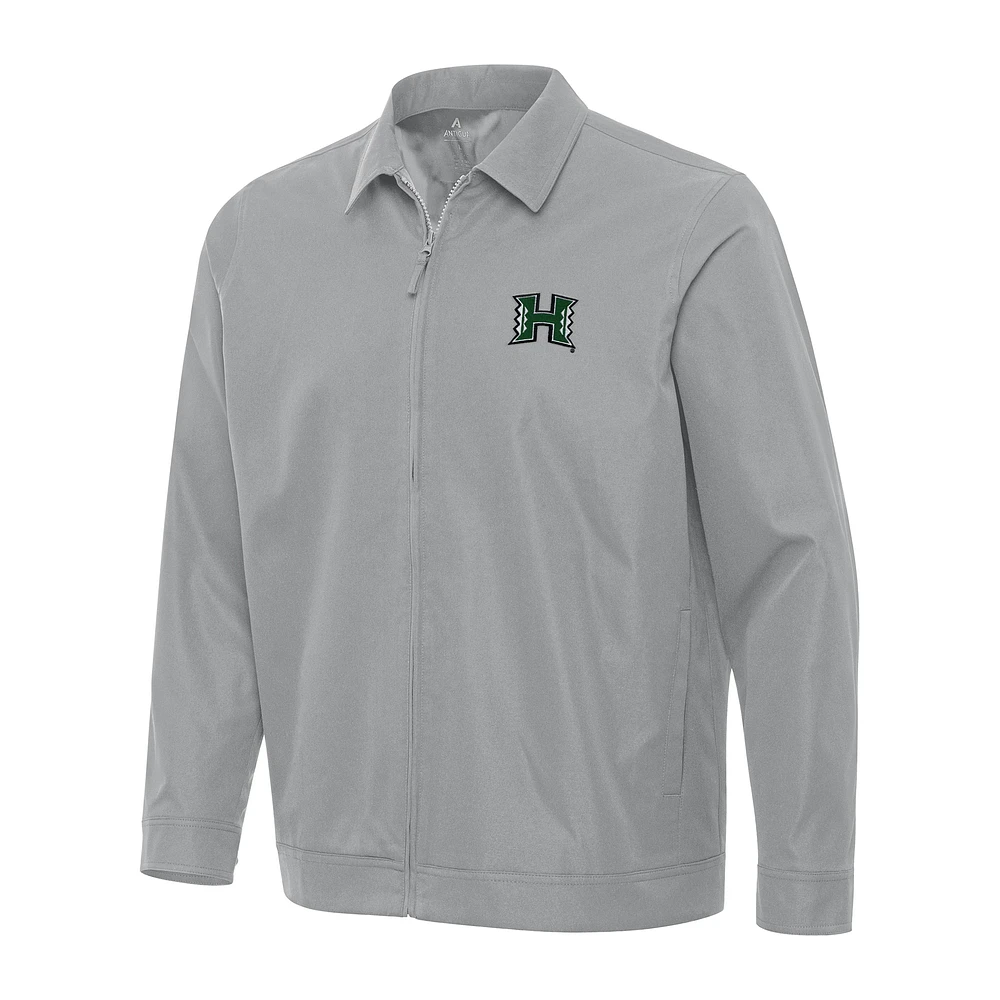 Men's Antigua Gray Hawaii Rainbow Warriors Pivot Full-Zip Jacket