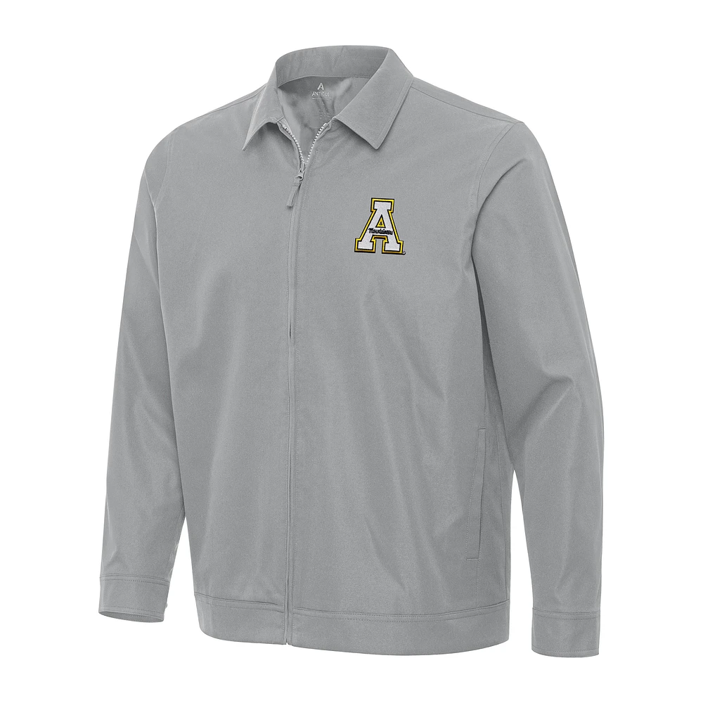 Men's Antigua Gray Appalachian State Mountaineers Pivot Full-Zip Jacket