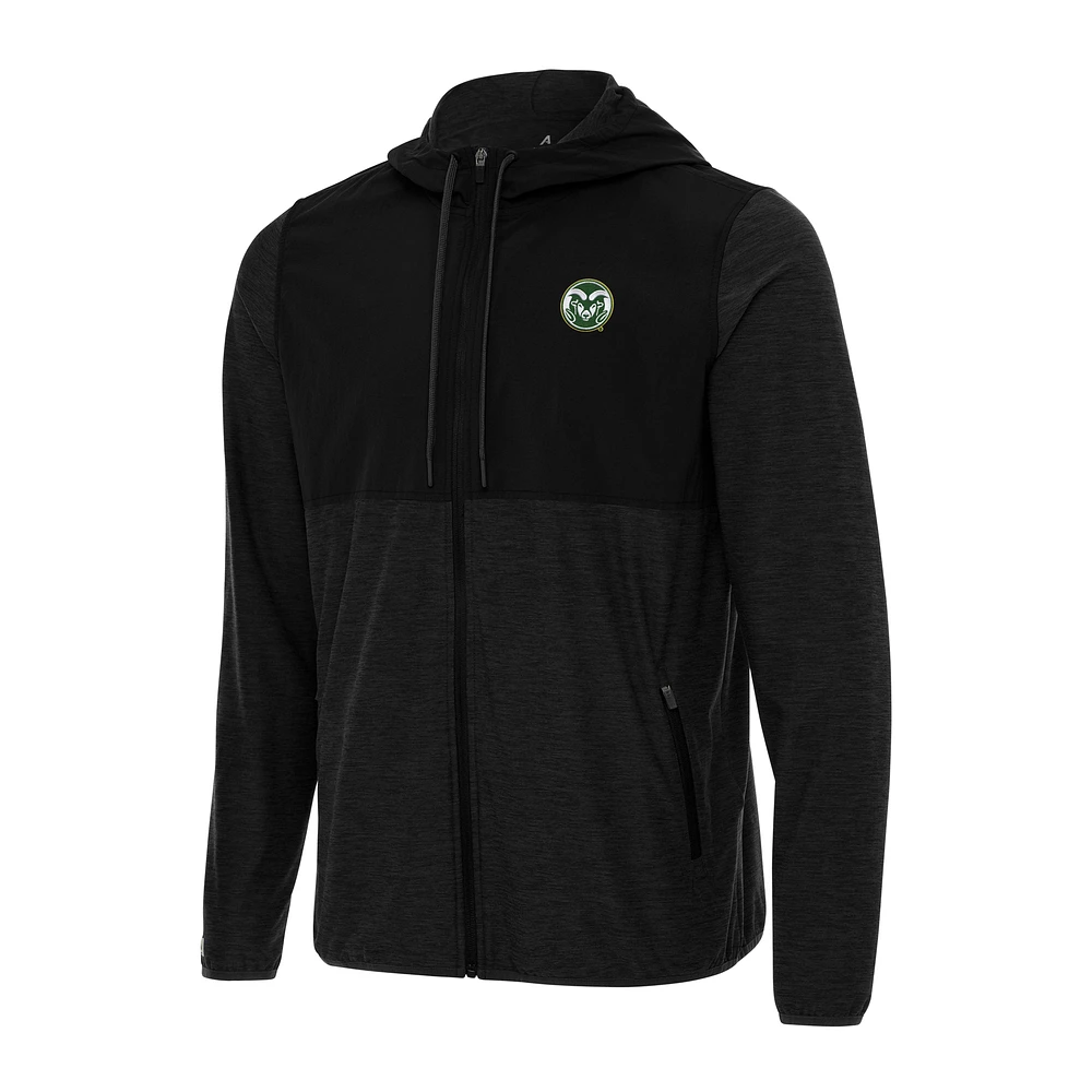 Men's Antigua Black Colorado State Rams Sway Full-Zip Hoodie Jacket