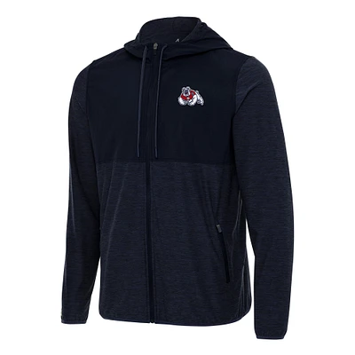Men's Antigua Navy Fresno State Bulldogs Sway Full-Zip Hoodie Jacket