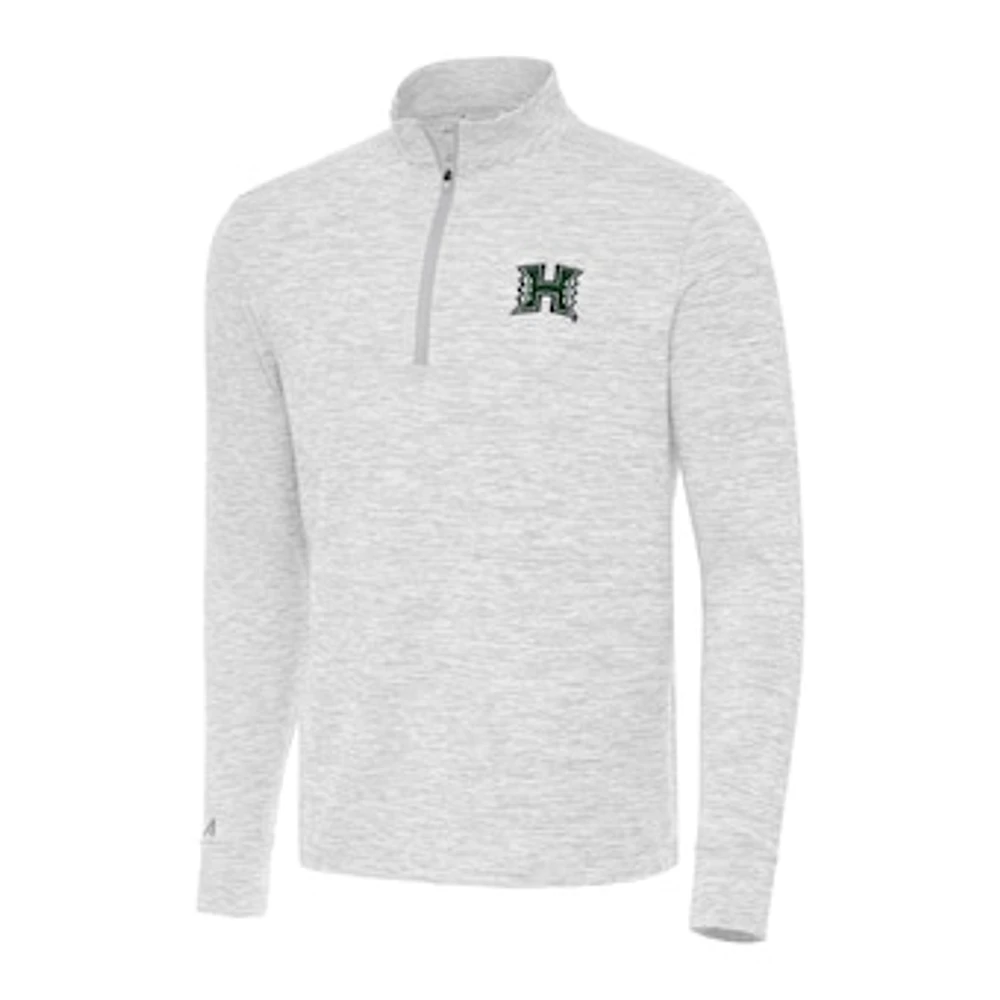 Men's Antigua Gray Hawaii Rainbow Warriors Cause Quarter-Zip Top