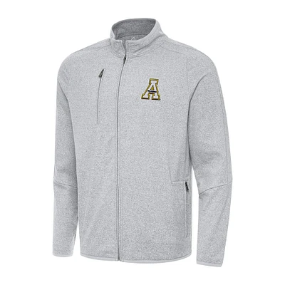 Men's Antigua Heather Gray Appalachian State Mountaineers Hold-Up Full-Zip Tri-Blend Jacket