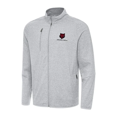Men's Antigua Heather Gray Arkansas State Red Wolves Hold-Up Full-Zip Tri-Blend Jacket