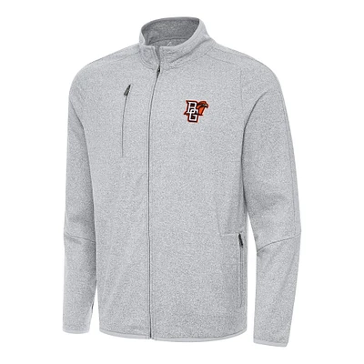 Men's Antigua Heather Gray Bowling Green St. Falcons Hold-Up Full-Zip Tri-Blend Jacket