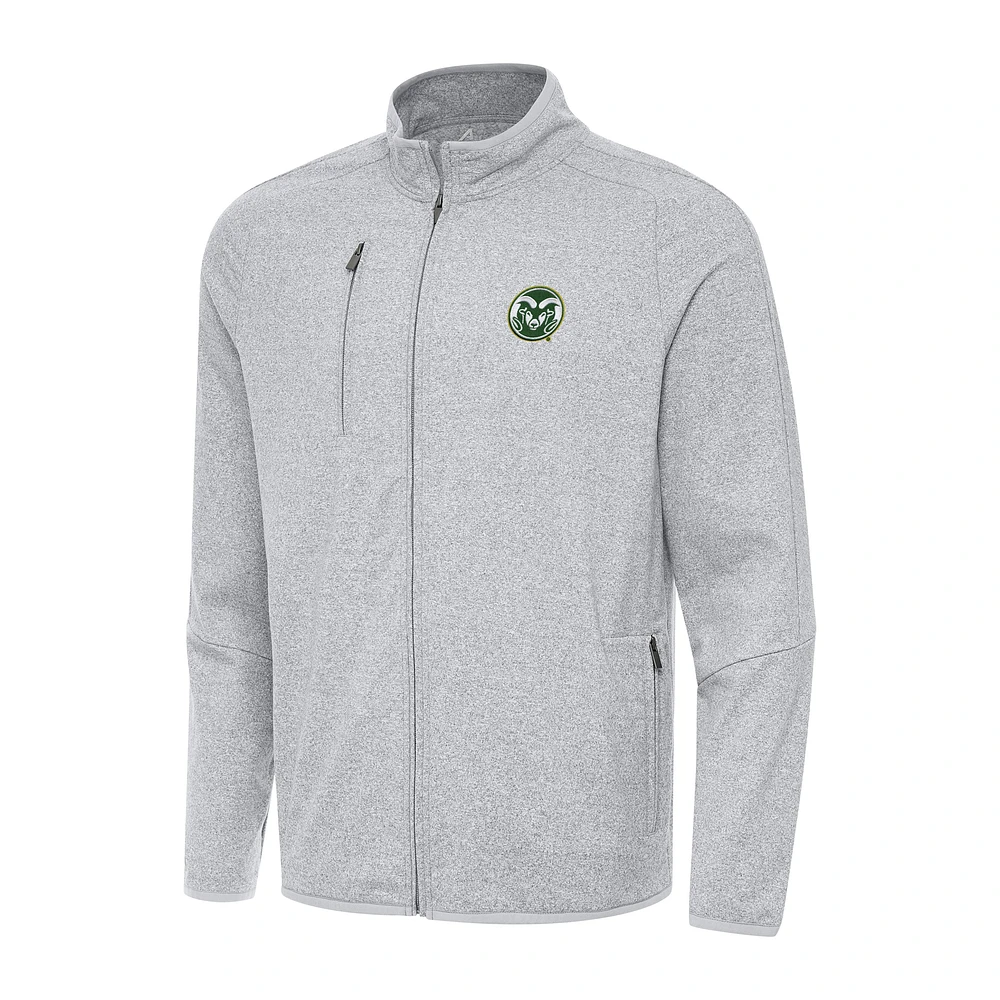 Men's Antigua Heather Gray Colorado State Rams Hold-Up Full-Zip Tri-Blend Jacket