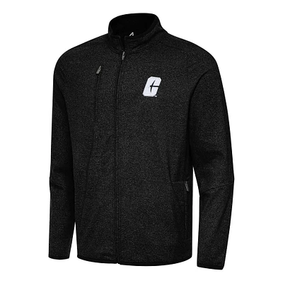 Men's Antigua Heather Black Charlotte 49ers Hold-Up Full-Zip Tri-Blend Jacket