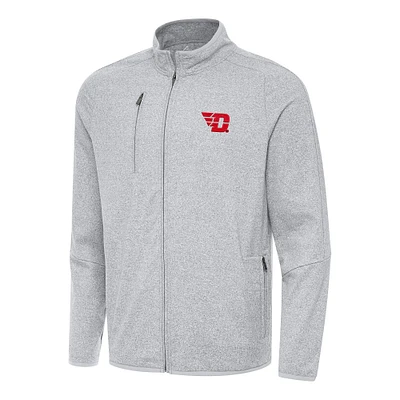 Men's Antigua Heather Gray Dayton Flyers Hold-Up Full-Zip Tri-Blend Jacket
