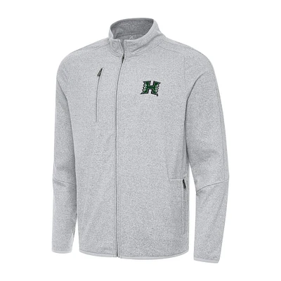 Men's Antigua Heather Gray Hawaii Rainbow Warriors Hold-Up Full-Zip Tri-Blend Jacket