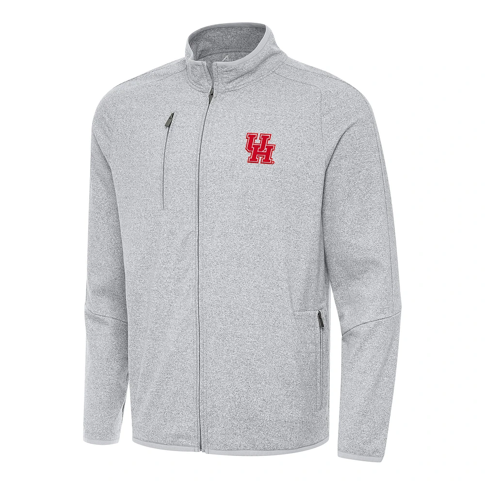 Men's Antigua Heather Gray Houston Cougars Hold-Up Full-Zip Tri-Blend Jacket